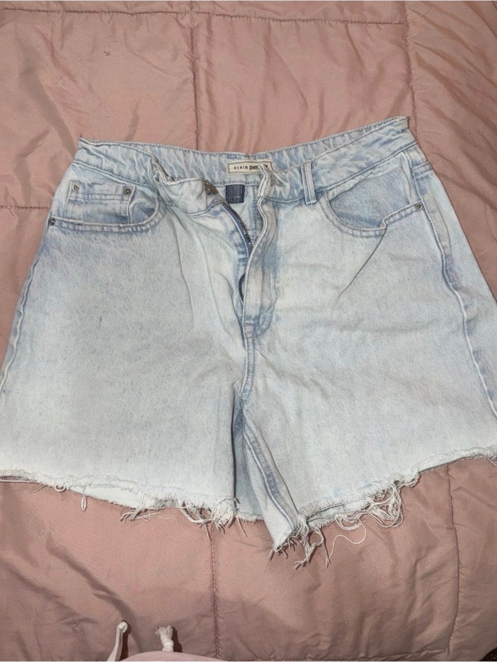 Women's Light Blue Denim Jean Shorts with Frayed Hem